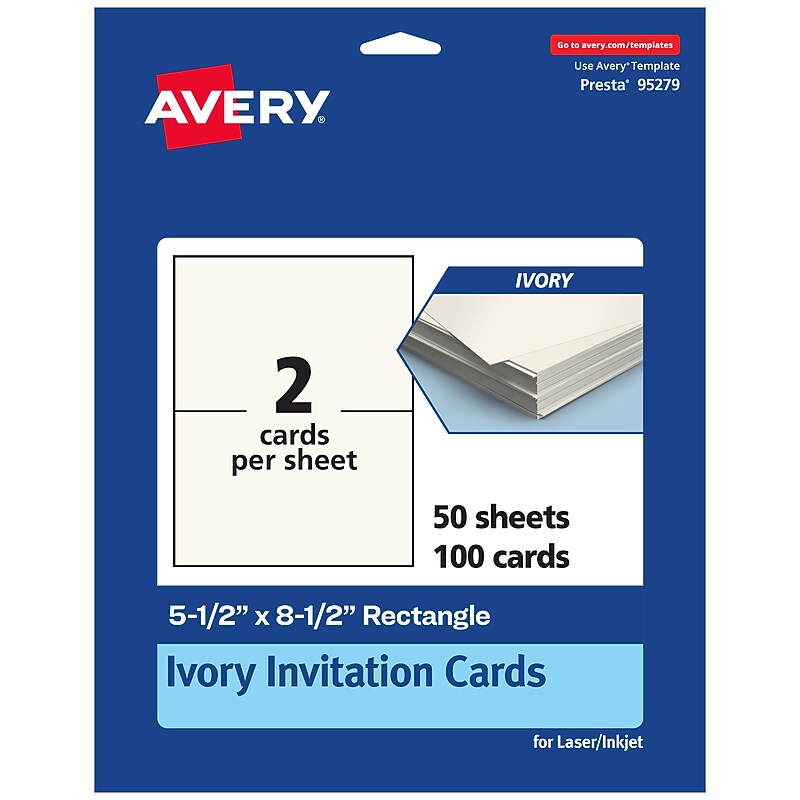 Avery Integrated Cards, 5.5" x 8.5", Matte Ivory, 100/Box (95279) image 1