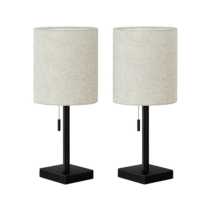 Monarch Specialties Inc. Incandescent Table Lamp, Matte Black/Beige, 2/Set (I 9650) image 1