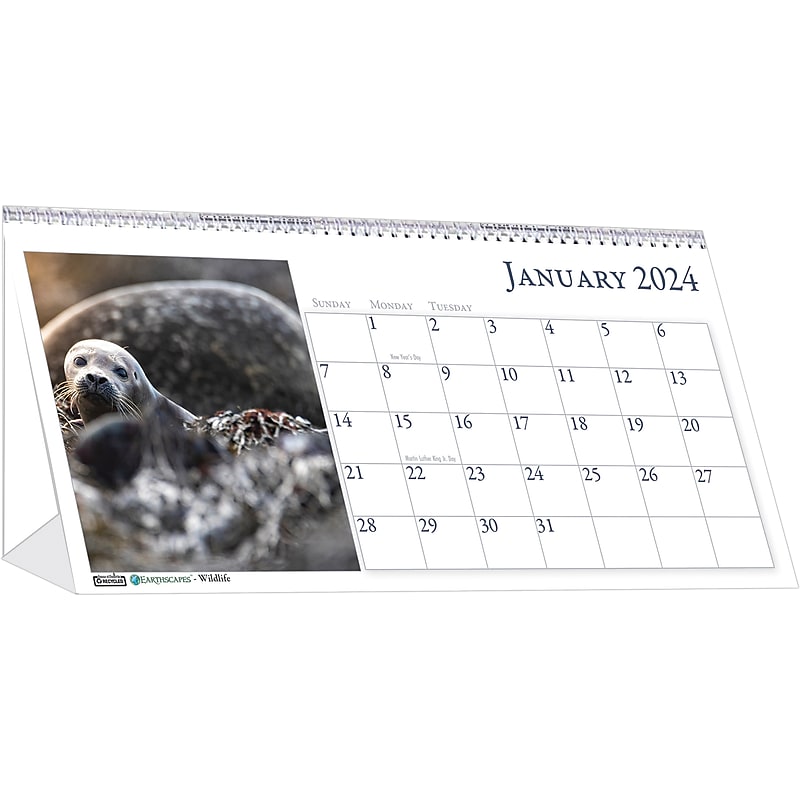 2024 House of Doolittle Wildlife 4.25" x 8.5" Monthly Desk Calendar (3689-24) image 1