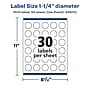 Avery Laser/Inkjet Round Multipurpose Labels, 1.25" Dia., White, 1,500 Labels/Box (94505)~#|#~3625B08E-267C-45ED-B8007810F67245A4_sc7