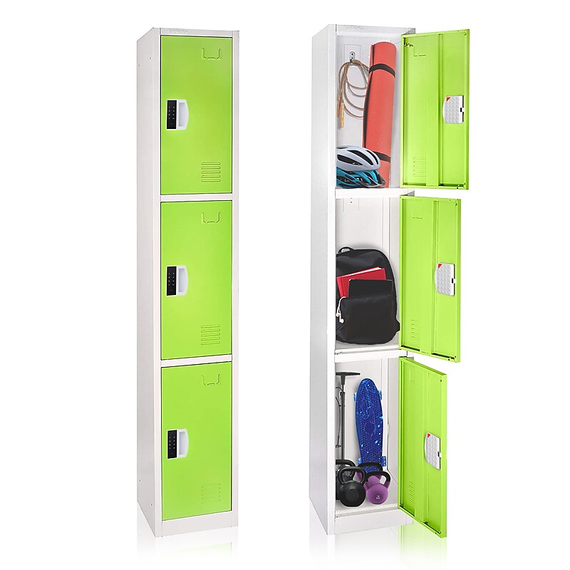 AdirOffice 72"H 3-Tier Green Storage Locker (ADI629-203-GRN-DL) image 1