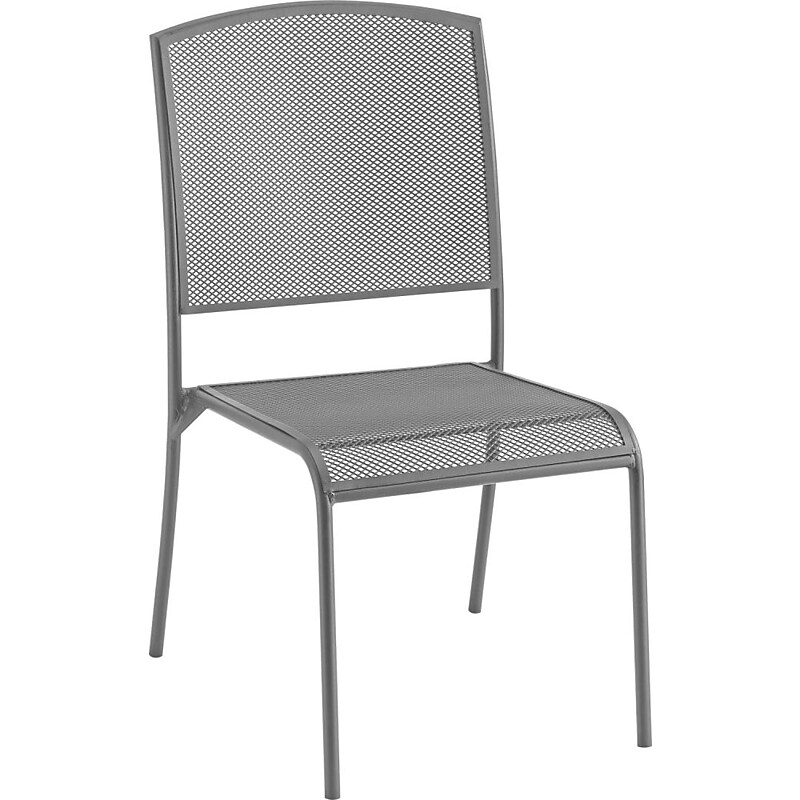 Global Industrial Outdoor Cafe Armless Stacking Chair, Steel Mesh, Gray, 4/Pack (262086GY) image 1