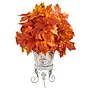 Nearly Natural 20" Autumn Maple Leaf Artificial Plant in Metal Planter (P1545-OG)~#|#~363CC9F7-54D1-4798-A5B120FA4C7E4268_sc7