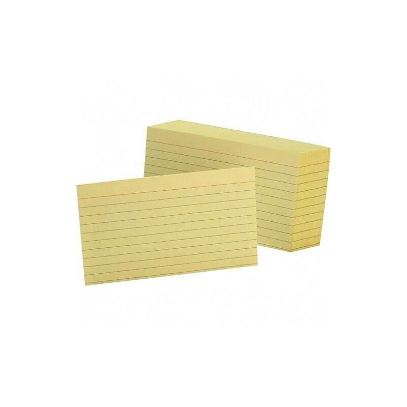 American Paper Lined Index Cards, 4" x 6", Canary, 100 Cards/Pack (IND46CNRL) image 1