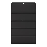 Staples HL8000 Commercial 5 File Drawers Lateral File Cabinet, Locking, Black, Letter/Legal, 42"W (21748D)