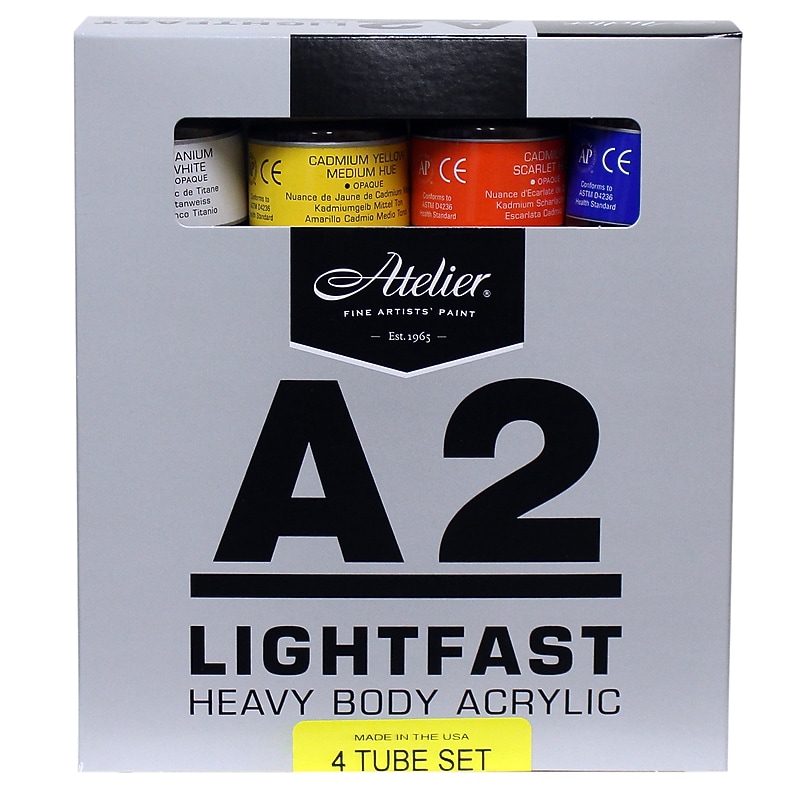 Chroma Atelier A2 Lightfast Acrylic Paint Tube, Assorted Colors, 120ml, 4/Set (CRM7295) image 1