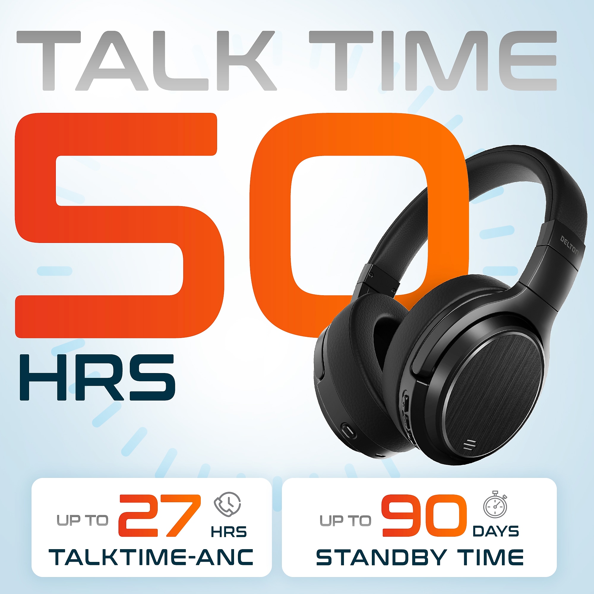 Delton M101 Wireless Bluetooth Over-the-Ear Headphones, Active Noise Canceling Stereo Business/Gaming Headset, Black (DHBM101) Sansujyuku sansujyuku.com