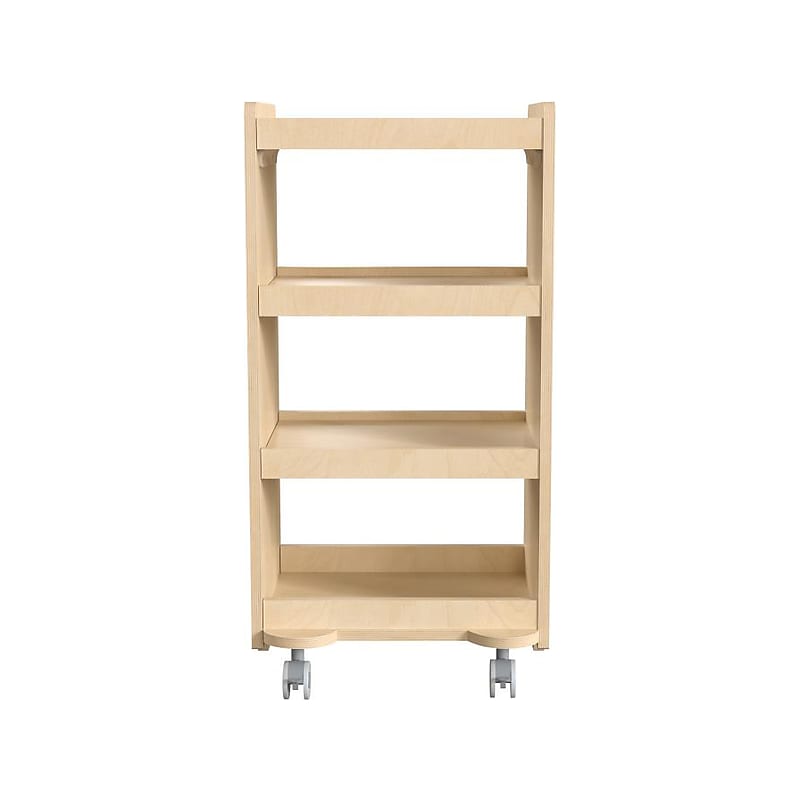 Flash Furniture Bright Beginnings Mobile 4-Tier Storage Cart, 31.5"H x 16"W x 16"D, Natural Birch Plywood (MK-KE24091-GG) image 1