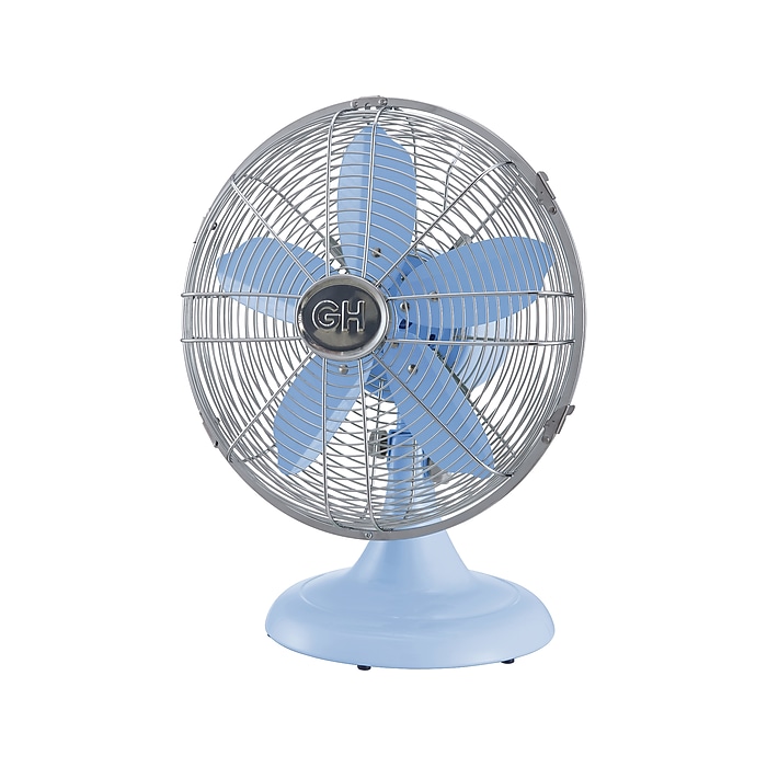 Good Housekeeping Oscillating Desk Fan, 3-Speed, Silver/Light Blue