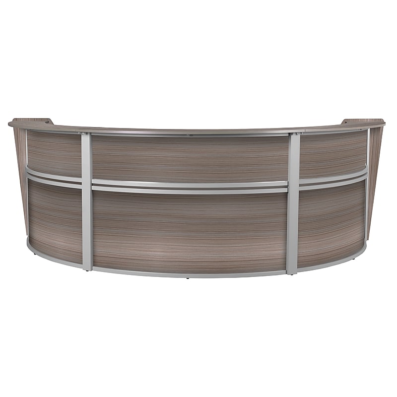 Regency Marque 144"W Curved Reception Desk Workstation, Driftwood Gray (77293GY) image 1