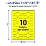 Avery Cigar Laser/Inkjet Multipurpose Labels, 1.5" x 3.5", Neon Yellow (200/Pack)~#|#~365D9520-2772-4FDA-8BCAFA35EB162AD4_sc7