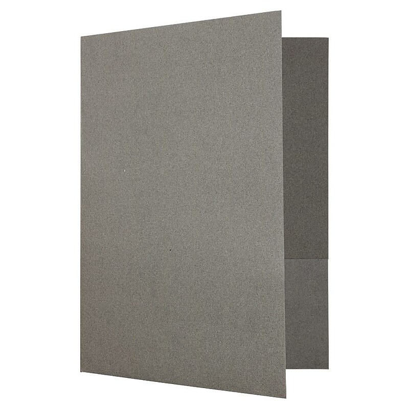 JAM Paper Two-Pocket Linen 2 Pocket Cardstock Presentation Folder, Gray, 25/Pack (386LGYA) image 1