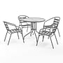Flash Furniture Lila Glass Top Metal Table with 4 Stack Chairs, 31.5'' Round Silver (TLH072RD017CSV4)~#|#~36813084-EF5C-47DB-90F3D49DEBA6F830_sc7