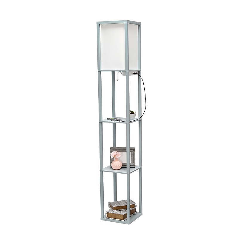 Simple Designs Etagere Organizer 62.5" Floor Lamp with Rectangular Shade, Gray (LF1037-GRY-CCLB) image 1