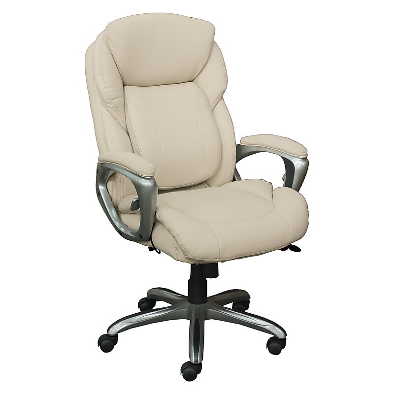 Serta Works My Fit Ergonomic Bonded Leather Swivel Executive Chair, Ivory (48097A) image 1