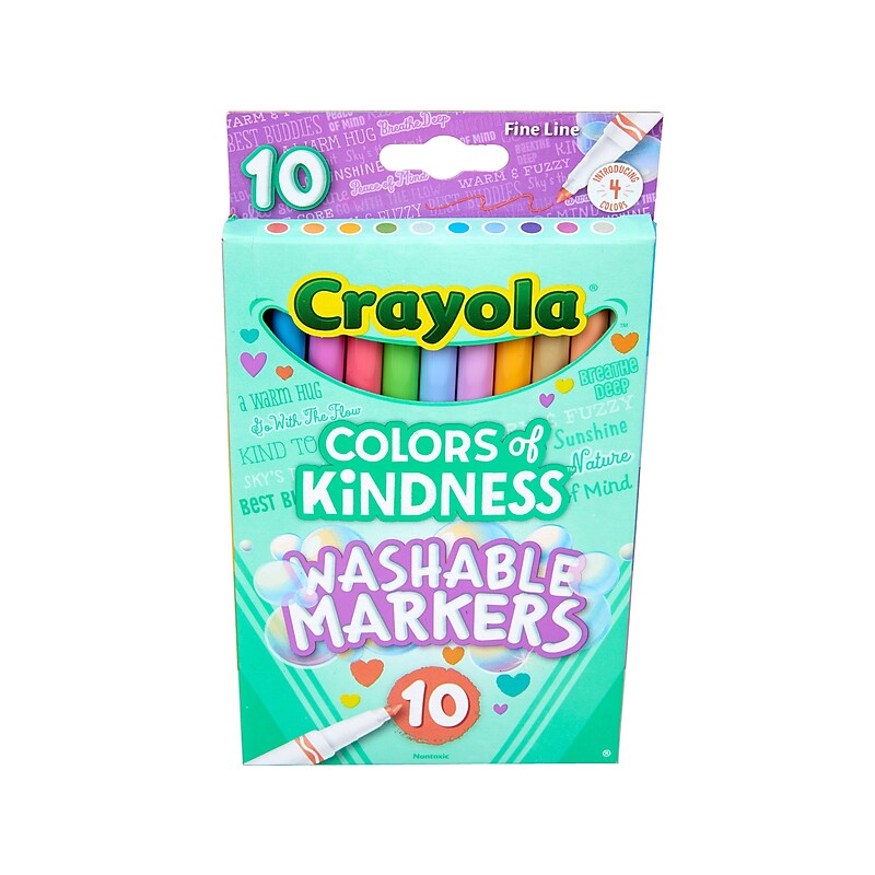 Crayola Colors of Kindness Washable Markers, Fine Point, Assorted Colors, 10/Pack (587807) image 1