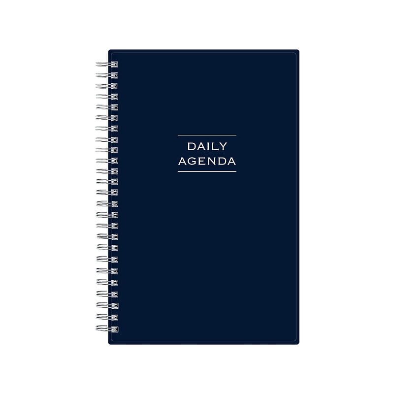 Undated Blue Sky Perpetual 5.5" x 8.5" Daily Planner, Plastic Cover, Navy Blue (141138) image 1
