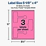 Avery Laser/Inkjet Multipurpose Labels, 5-1/8" x 4", Bright Pink, 30 Labels/Pack (19479370724)~#|#~3692225E-19B2-4C7B-BCEF8D5205143F4A_sc7