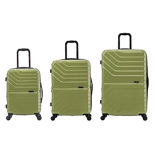InUSA Aurum 3Piece Hardside Spinner Luggage Set, Green (IUAURSMLGRN