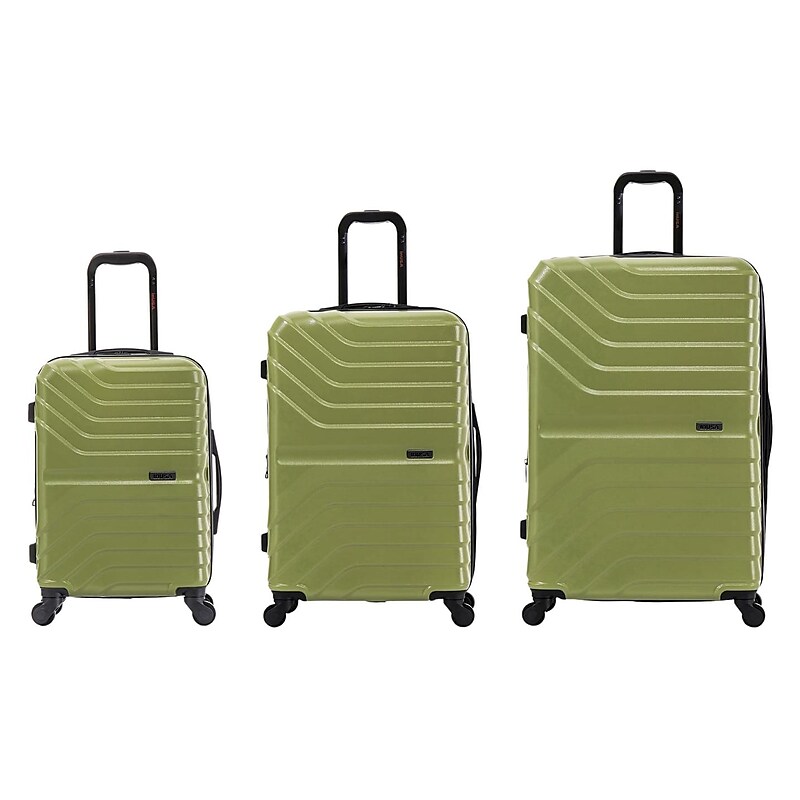 InUSA Aurum 3-Piece Hardside Spinner Luggage Set, Green (IUAURSML-GRN) image 1