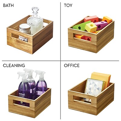 iDESIGN Small Stackable Wood Storage Bin - Thumbnail 5