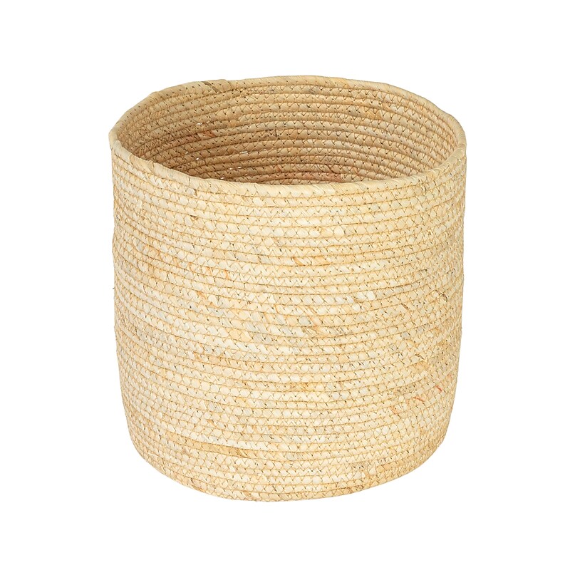 Household Essentials Round Handwoven Corn Leaf Basket, Natural (HE1165) image 1