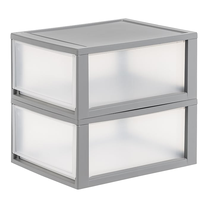 Iris Stackable Storage Drawer, Gray, 2/Pack (500256) | Staples