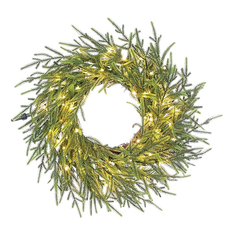 Fraser Hill Farm 36” Real Feel Pre-Lit Artificial Wreath (FFRF036W-5MGR) image 1