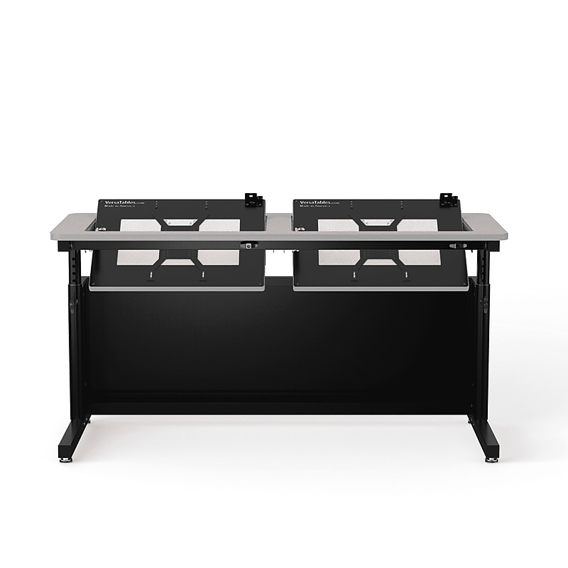 VersaDesk Revolution 60"W Manual Adjustable Standing Computer Table, Grey/Black (RST6024-BG) image 1