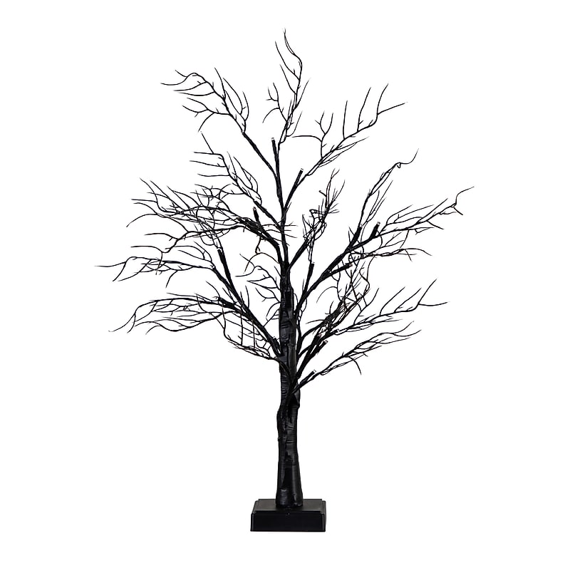 Nearly Natural 2' Pre-Lit Halloween Deluxe Black Twig Artificial Fall Tree with 44 Orange and Purple LED Lights (T4762) image 1