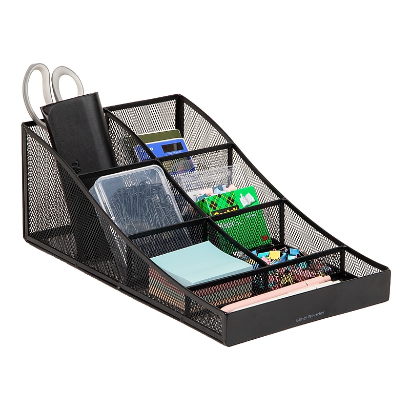 Mind Reader 7-Compartment Metal Countertop Organizer, Black (COMP7MESH-BLK) image 1