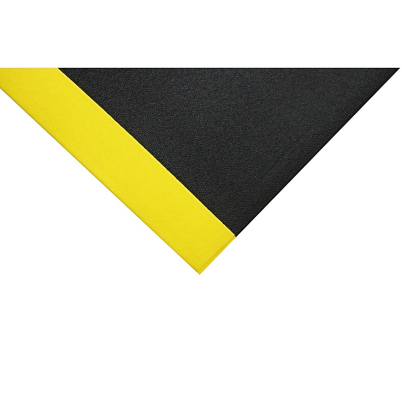 M + A Matting Sure Cushion Anti-Fatigue Commercial Textured Floor Mat, 3' x 60', Charcoal/Yellow (4271360100) image 1
