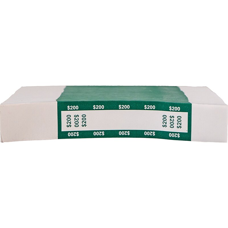 CONTROLTEK $200 Currency Strap, White/Green, 1000/Pack (560017) image 1