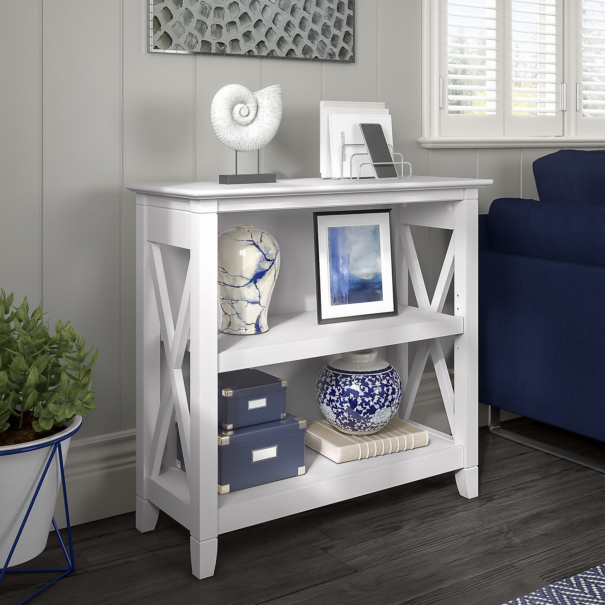 Bush Furniture Key West 30″H 2-Shelf Bookcase with Adjustable Shelf, Pure White Oak (KWB124WT-03) Sansujyuku sansujyuku.com