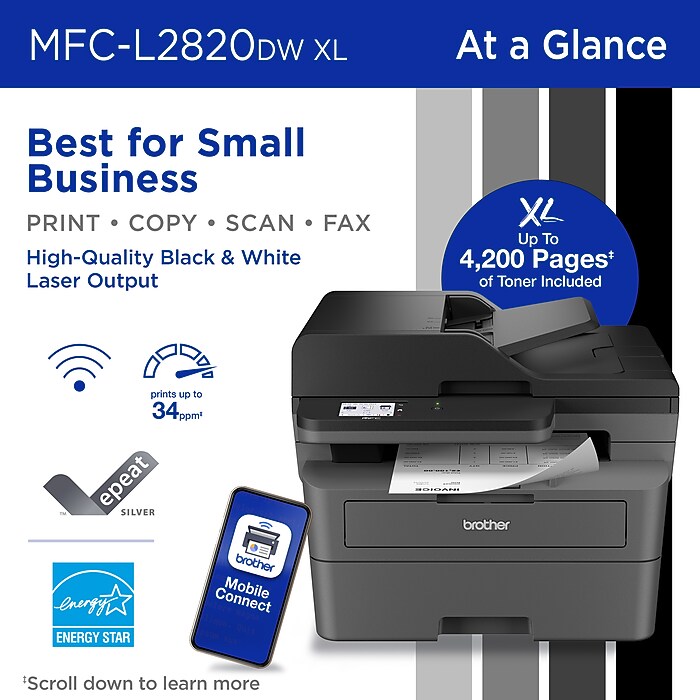Brother MFC-L2820DW XL Wireless Compact Monochrome All-in-One