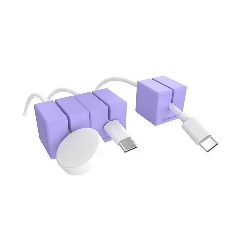 Function101 Cable Blocks, Magnetic Cable Organizers, Purple, 3/Pack (F101-CBXP3) image 1