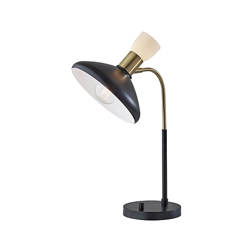 Adesso Patrick Incandescent Desk Lamp, 21", Black/Antique Brass (3758