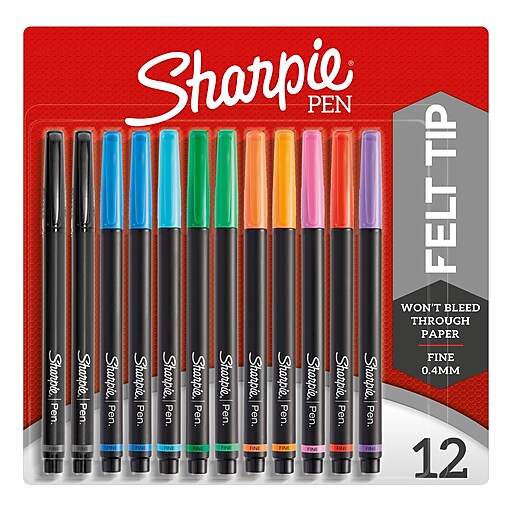 Sharpie Felt Tip Pens, Fine Point (0.4mm), Black, 8 Count