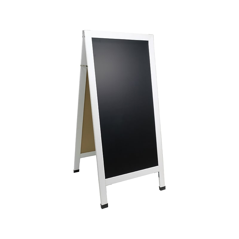 Excello Global Products Indoor/Outdoor Sidewalk Chalkboard Sign, 22.5" x 47.25", White/Black (HD-0240-WHT-OS) image 1