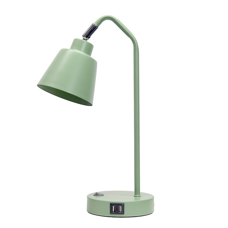 Simple Designs Sleek Essentials LED Desk Lamp, 16", with USB Ports, Sage Green (LD1071-SGE) image 1