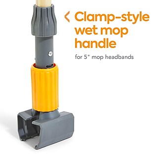 Coastwide Professional™ 60" Clamp Style Wood Wet Mop Handle, Plastic Head (CW58006)