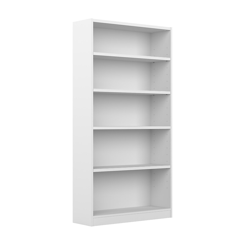 Bush Furniture Universal 72"H 5-Shelf Bookcase with Adjustable Shelves, Pure White (WL12417) image 1