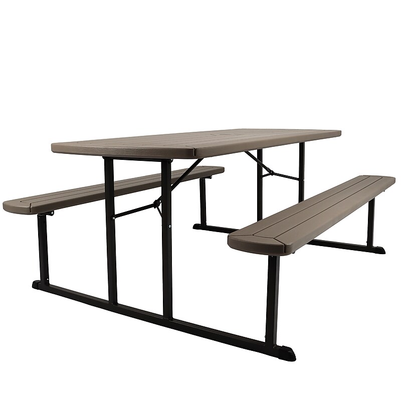 National Public Seating BMPT Series 30" x 72" Heavy Duty Picnic Folding Table, Brown (BMPT3072-BR03) image 1