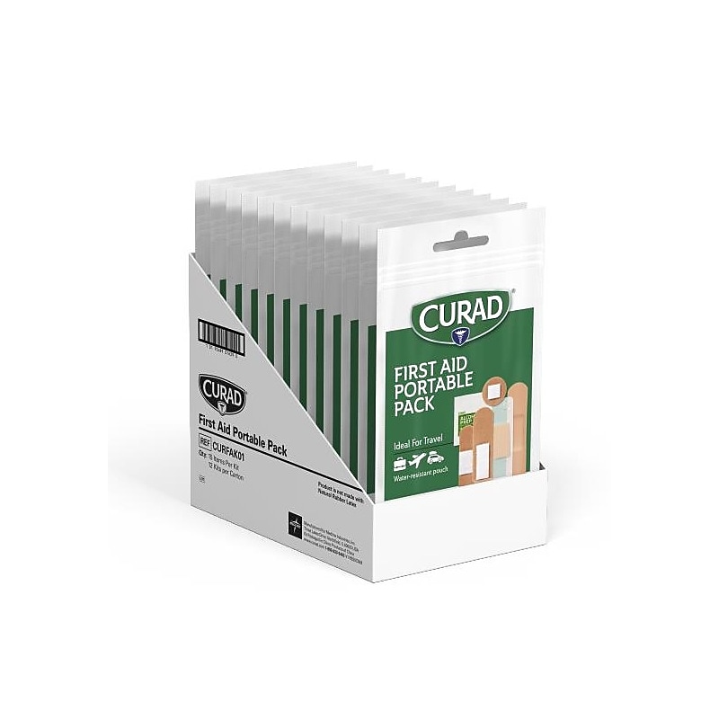 CURAD 15-Piece First Aid Portable Pack, 12 Packs/Carton (CURFAK01Z) image 1