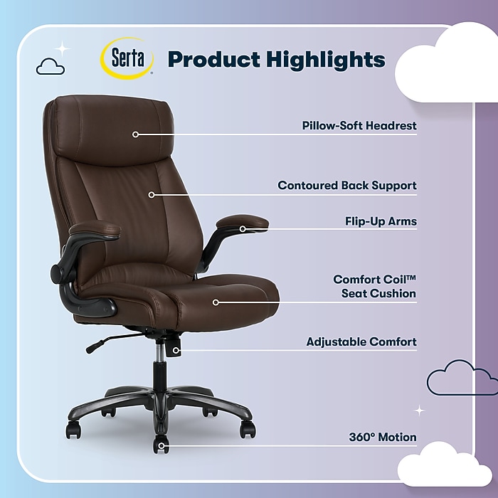 Serta Torrington Ergonomic Polyurethane Big & Tall Chair, 400 lb