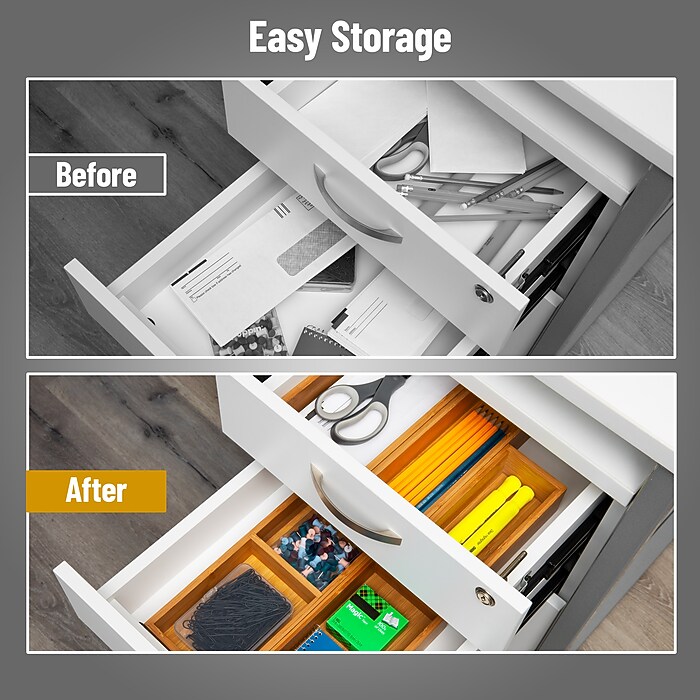 Mind Reader 5-Piece Drawer Organizer Set, Brown (DRORGBM5-BRN