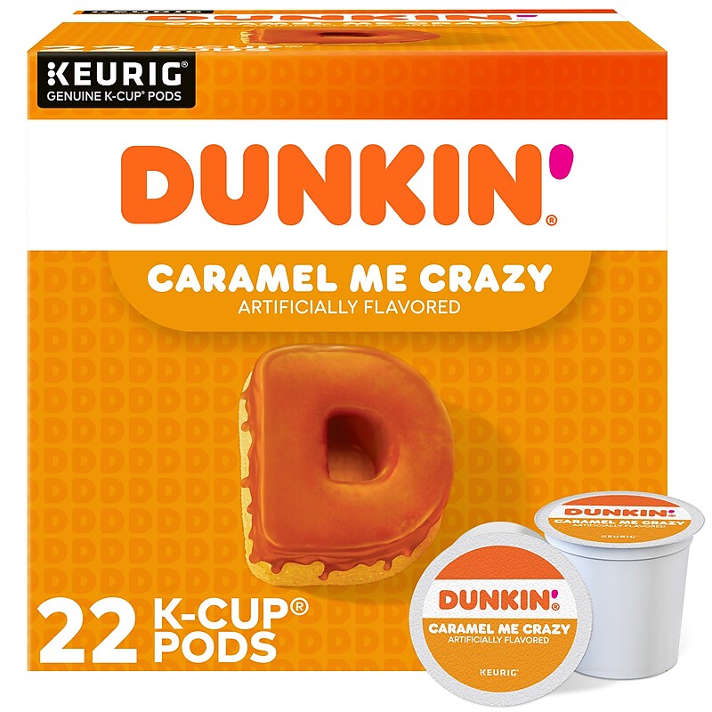 Dunkin' Caramel Me Crazy Coffee Keurig® K-Cup® Pods, Medium Roast, 22/Box (5000364900) image 1