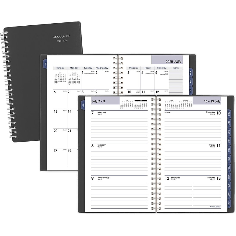 2025-2026 AT-A-GLANCE DayMinder 5" x 8" Academic Year Weekly & Monthly Planner, Plastic Cover, Charcoal (AYC200-45-26) image 1