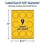 Avery Round Scalloped Laser/Inkjet Multipurpose Labels, 2.5" Dia, Bright Yellow (360/Box)~#|#~3710C194-124E-4F57-B9FE6484AE127BDF_sc7