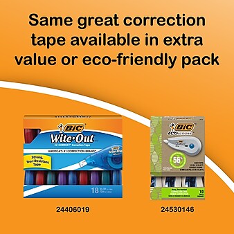 BIC Wite-Out EZ Correct Correction Tape, White, 10/Pack (50790)